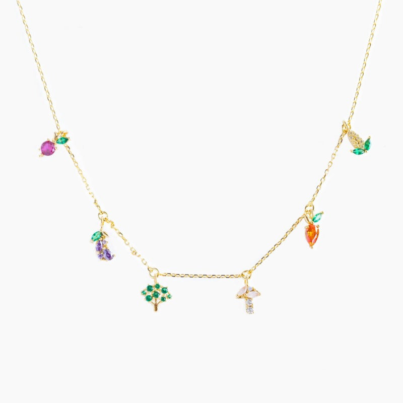 Wholesale colorful zircon pendant creative clavicle chain necklace